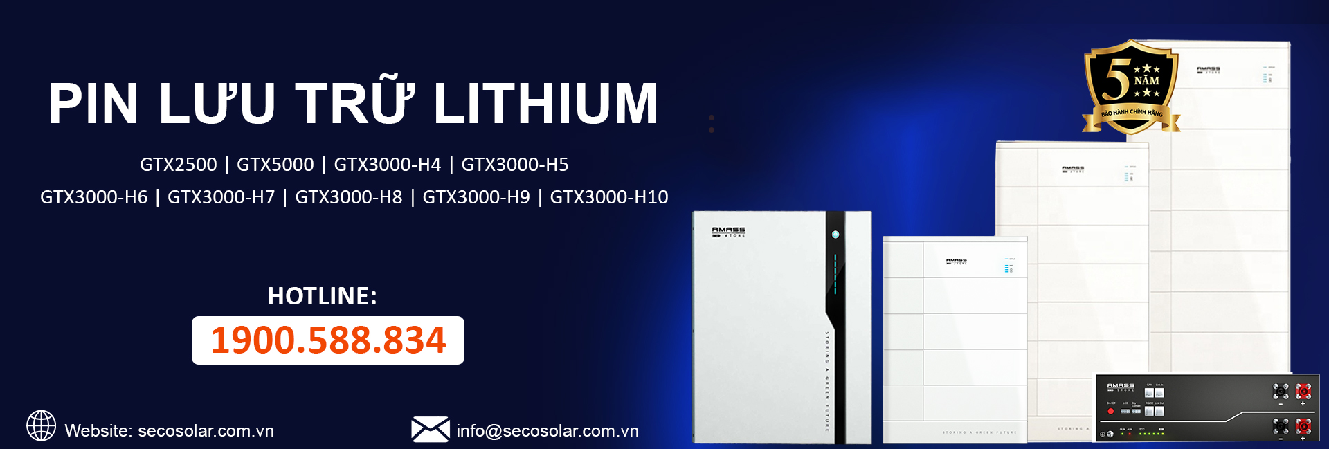 Pin lưu trữ Lithium GTX điện mặt trời